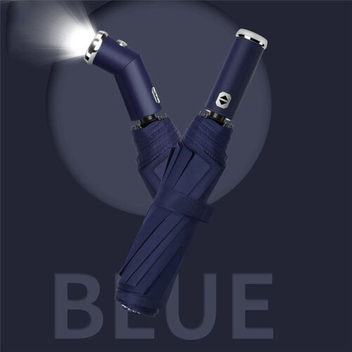 Automatic Reverse Folding Umbrella with LED, 10 Ribs Windproof, Reflective UV Protection for All Weather 1