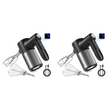 2X Sbattitore Elettrico Senza Fili, Display Digitale, 7 Velocità, Ricaricabile, con 8 Accessori In Acciaio Inossidabile, per Cuocere al Forno, Uova
