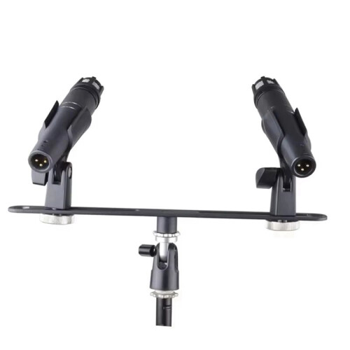 2X per Alctron MAS020 Supporto per Doppio Microfono Supporto per Doppio Microfono per Registrazione Stereo 1