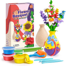 Bloemenknutselset voor Kinderen, Bloemboeket Boetseerkleiset, Kunst en Handwerk Luchtdroge Klei, voor Meisjes, Jongens Vanaf 6 Jaar