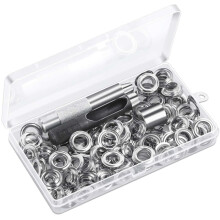120 Sets Grommet Eyelets Tool Kit, Grommet Kit 1/2 Inch Eyelets met Gereedschap en Opbergdoos Zilver