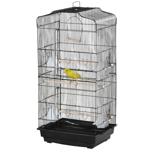Gaiola de metal preta para papagaios e canários. 1