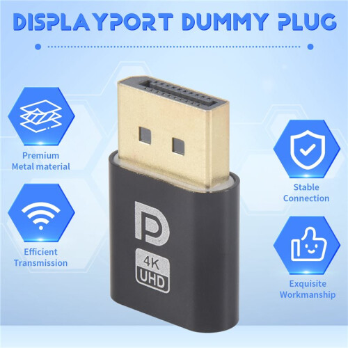 4K  Dummy Plug DP Virtual Display Adapter EDID Headless  Emulator for PC  Video Card 1