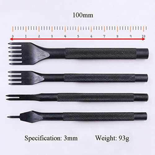 3MM 1/2/4/6 Prong Diamond Stitching Chisel Hole Punches Tool, Leather Hole Punch, Leather Chisel Set-4 Pcs 1