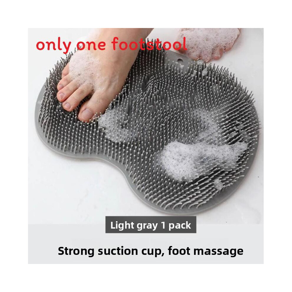(Gray) Scrubber Foot Silicone Massager Bath Mat With Nonslip Suction Bathroom For Use