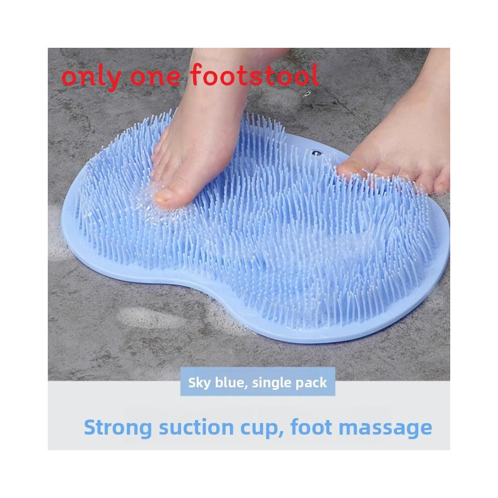 (Blue) Scrubber Foot Silicone Massager Bath Mat With Nonslip Suction Bathroom For Use