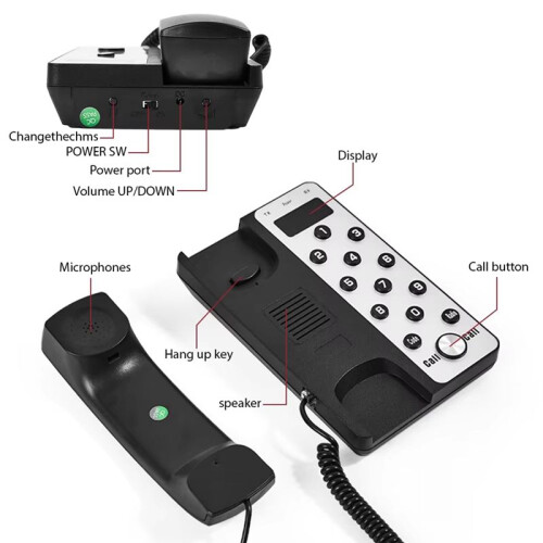 Wireless Intercom System Office Intercom Machine with LCD Screen 433MHz 3280ft Range Adjustable Volume Call Telephone 2