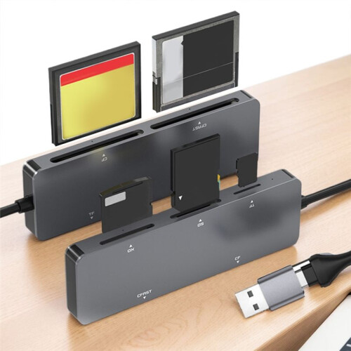 5 in 1 Multi Memory Card Reader Type-C and USB A CFast+XD+CF++TF Reader Memory Card Adapter for Windows XP/7  OS 2