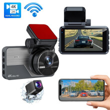 Car DVR Dash Camera ,4K HD Front Rear Dash Camera for Cars,Built in WiFi Camera,Night Vision 170Wide Angle,WDR,24H Park