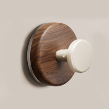 (White) Modern Black Minimalist Walnut Sucker Hook Strong Adhesive Hanging Bathroom Door