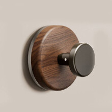 (Black) Modern Black Minimalist Walnut Sucker Hook Strong Adhesive Hanging Bathroom Door