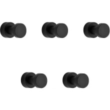 Lot de 5 crochets porte-serviettes noirs mats en métal antirouille, à coller ou à fixer au mur