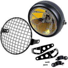 Retro Vintage Motorcycle Universal Side Mount 35w 6.5 Inch Amber Headlight Caf Racer With Grille +