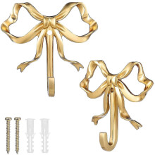 2 stuks muurhaken in strikvorm, metalen handdoekhaken, kapstokhaken, tashaken, strikvormige wanddecoratie