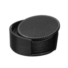 OUNONA 6 posavasos de piel sintética para tazas, manteles individuales y mesas con soporte para bebidas. Protege tus muebles de las manchas (negro).