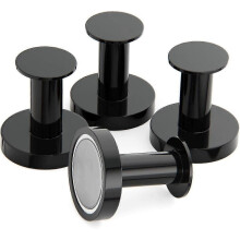 Crochets magnétiques puissants pour suspendre manteaux et sacs. Lot de 4 crochets magnétiques noirs, aimants ultra-résistants.