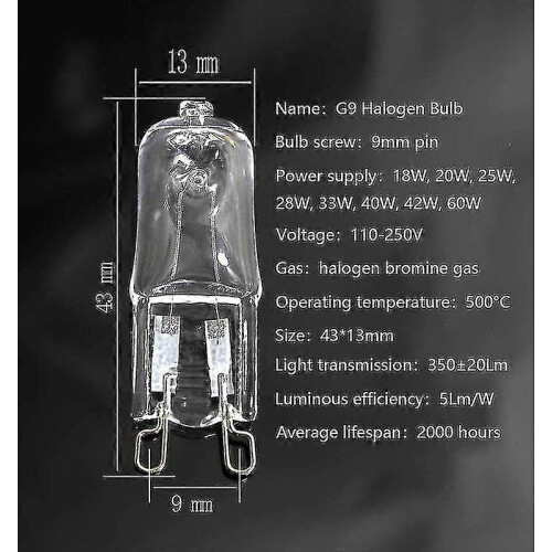 20 ampoules halogènes G9, ampoules halogènes transparentes à intensité variable de 18 W 2