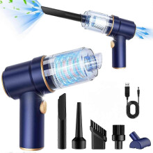 Handheld Car Vacuum Cleaner, Vacuum Cleaner and Air Duster, 120W High Power Wet and Dry Handheld Car Vacuum Cleaner with LED Light and Multi-Nozzles f
