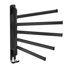 Porte-serviettes pivotant en acier inoxydable, fixation murale sans perçage, 5 bras rotatifs, pour la maison