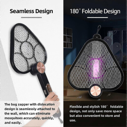4 In 1 Electric Fly Swatter Racket Wall Mounted Mosquito Killer Foldable Bug Zappers 1