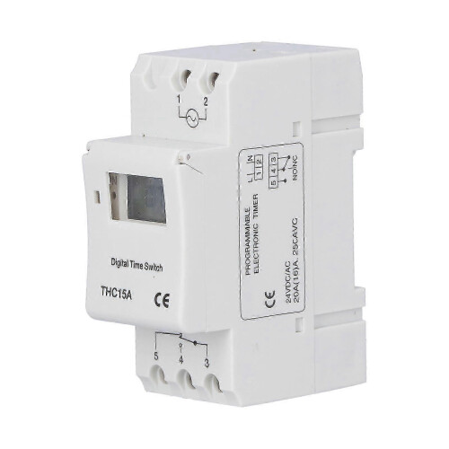 THC15A Programmable Timer Guide Rail Type LCD Time Relay Switch for Street Lamp Neon Lights DC 24V 1