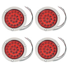 4 Pack Round Led Trailer Tail Lights Red 24 Led Flange Mount Waterproof Chrome 4 Inch Brake Stop Tu (haoyi)