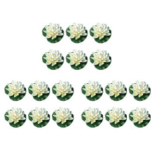 18Peças Flores de LóTus Espuma Flutuante Artificial,com Ornamentos de Almofada de LíRio ÁGua, Branco Marfim,Perfeito para PáTio Koi Pond Piscina