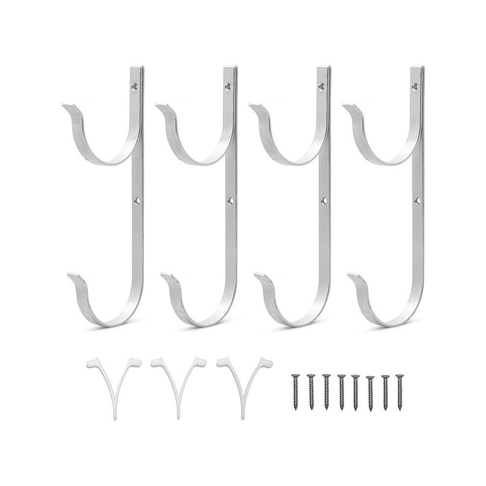 Pool Pole Hanger Premium 4Pc Aluminium Holder Set, Hooks For Telescopic Poles, Skimmers, Leaf Rakes, Brushes 4711379802916