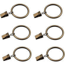 Set of 30 Bronze Curtain Rings with Clips / Heavy-Duty Decorative Metal Drape Clip Hooks Set with Grommets for Curtains, Bathroom, Fit 1 1/4 Inch Rod