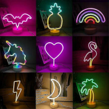Veilleuse LED néon flamant rose et ananas pour chambre, motif flamant rose et ananas, idéale pour décorer une chambre ou un Noël.