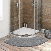 Tapis de douche gris festonné, tapis de bain d'angle antidérapant en microfibre