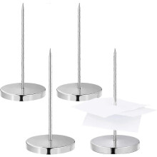 4 stuks ronde metalen standaards voor restaurantbonnen (zilver)