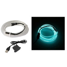 Neónové drôtené svetlo do auta, napájané z USB, atmosférická dekorácia, LED pásik do interiéru auta 5V 9,8 stôp, ľadovo modrá