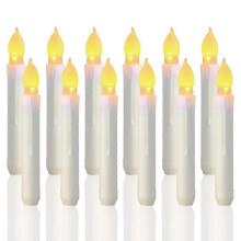 12 stuks vlamloze LED-kaarsen, drijvende kaarsen op batterijen, LED elektronische kaars, lange kaars met lange steel, waskerstkaars, warm wit
