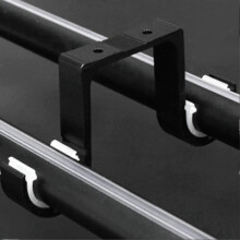 2pcs Double Curtain Rod Brackets Ceiling Mount Supports Aluminum Alloy Black-y