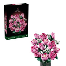 (Pink Rose) Building Bonsai Bouquet Block Assembly Toys For Diy Decor Enthusiasts Creative