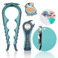 Flaschenöffner für Senioren – 4er-Pack hellblaue Glasöffner für schwache Hände und Arthritis