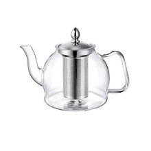 Théière en verre de 1000 ml avec infuseur amovible, compatible avec toutes les plaques de cuisson, idéale pour le thé en vrac et les infusions.