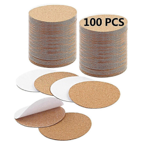 100 posavasos redondos de corcho autoadhesivos con base autoadhesiva