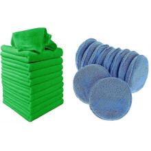 Microvezel wax applicators 12 stuks blauw & 10 stuks autowasdoeken reinigingsstofdoeken auto detailing groen microvezel groen