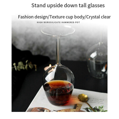 Bicchiere da vino a stelo lungo capovolto, bicchieri da vino con stelo originale 2