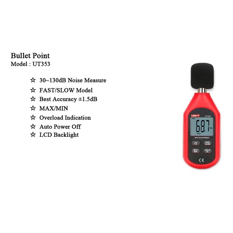 -T UT353 Noise Measuring Instrument Db Meter 30-130dB Audio Sound Level ...