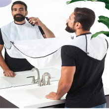 (WHITE) Shaving Bib Shaving Bib Trimming Beard Styling Bib Suction Cup Shaving Bib Hairdressing Bib