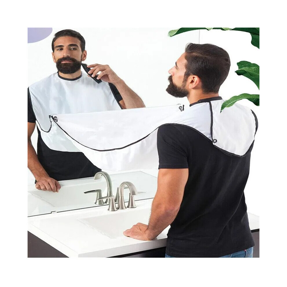Stoyotu (White) Shaving Bib Shaving Bib Trimming Beard Styling Bib Suction Cup Shaving Bib Hairdressing Bib