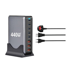 440W Fast Charge 3.0 USB Type C Fast Charger Mobile 8-Port 5C3A PD Charger Convenient to Carry Tablet Charger UK Plug