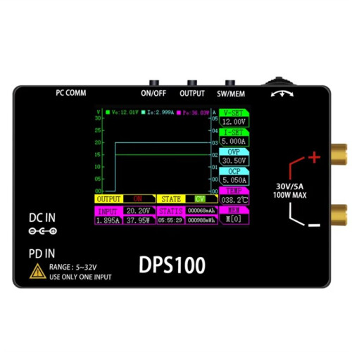 DPS100 30V 5A Portable  Power Supply 100W Output Digital CNC Adjustable  Stabilized Power Supply Type-C  Input