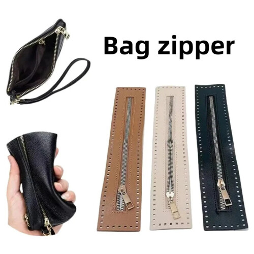 (black) 27cm Long Solid Leather Zipper for Handbag Crochet Bag Hardware Practical Sewing Accessory 2