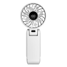 Handheld Cooling Fan 5 Speed USB Rechargeable Fan with Display Screen 1500mAh Outdoor Foldable Neck Hanging Fans B