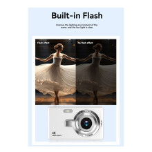 HD 1080P 96MP Digital Camera for Children - 16X Zoom, 2.4 Inch IPS Screen, Ideal for Beginner Photography Gray