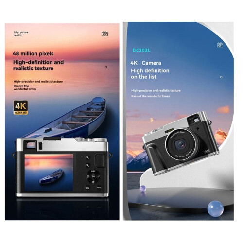 4K Digital Camera 48MP Vlogging Camera with Autofocus 16X Zoom Anti-Shake EU PLUG